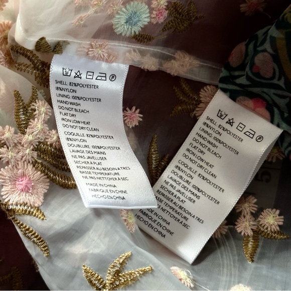 *NWT* Anna Sui Statement Floral Embroidered Puff Sleeve Coquette Midi Dress XS - Picture 16 of 17